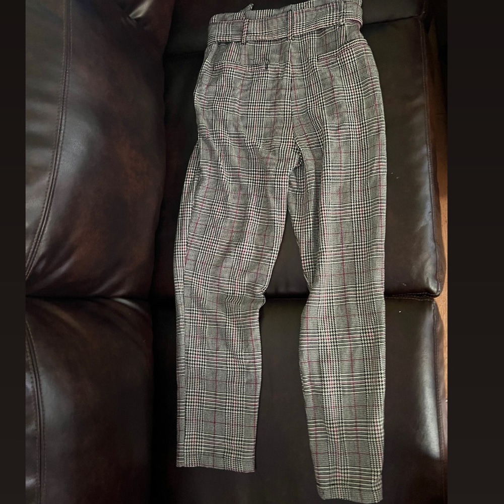 Black and white plaid high waisted pants